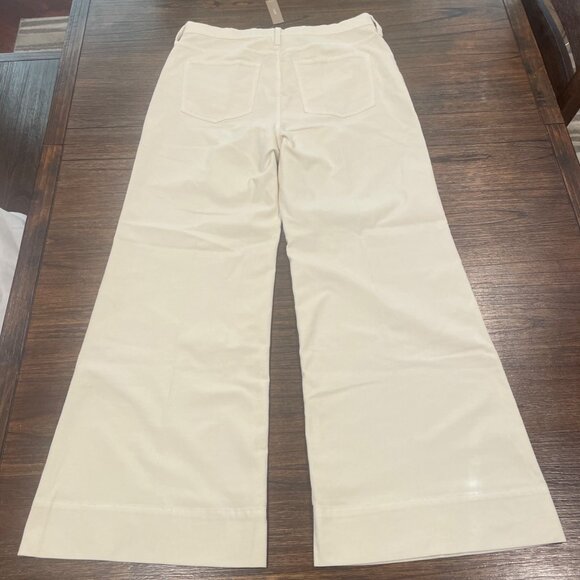NWT J.Crew Sz 32 Wide-Leg Corduroy Trouser Pant Ivory High Rise 32"L BT922 - Picture 4 of 10